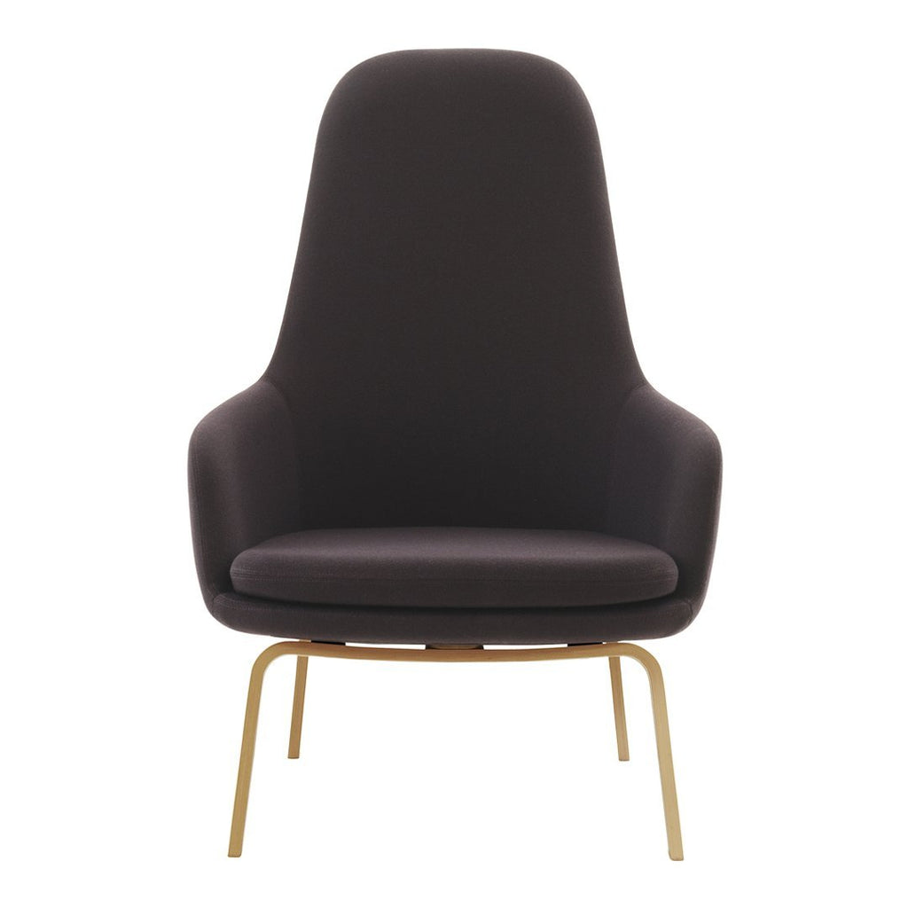 Sedia lounge alta classica nordica imbottita con gambe in acciaio e schienale con supporto per il collo per soggiorno
