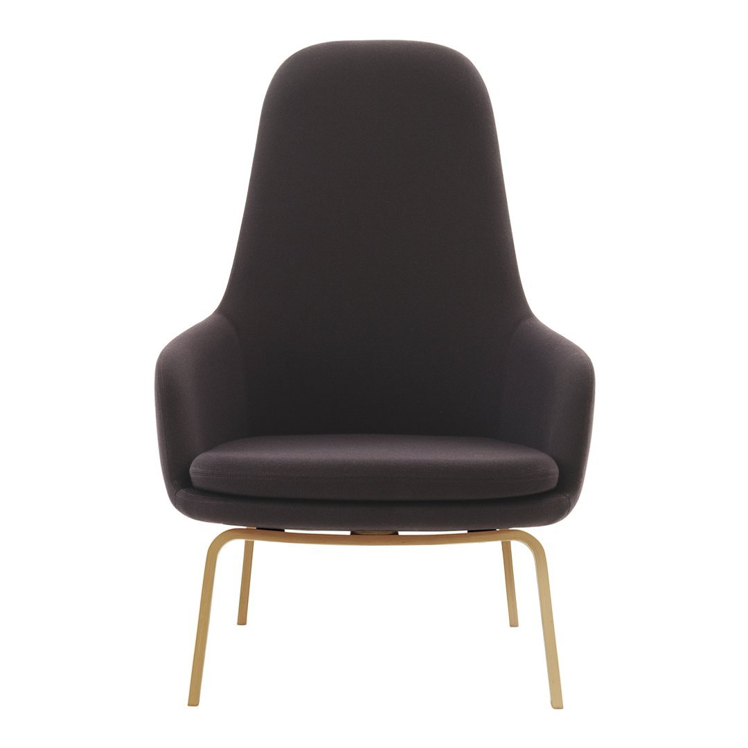 Sedia lounge alta classica nordica imbottita con gambe in acciaio e schienale con supporto per il collo per soggiorno
