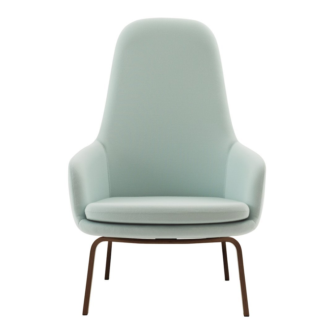 Sedia lounge alta classica nordica imbottita con gambe in acciaio e schienale con supporto per il collo per soggiorno