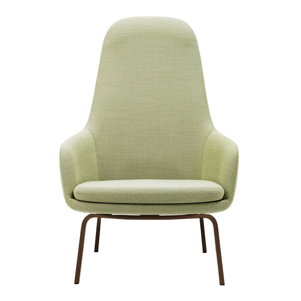 Sedia lounge alta classica nordica imbottita con gambe in acciaio e schienale con supporto per il collo per soggiorno