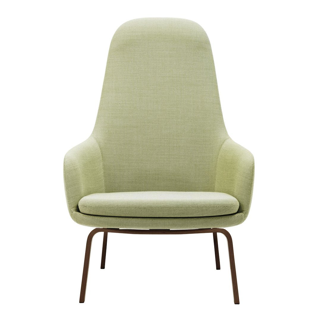 Sedia lounge alta classica nordica imbottita con gambe in acciaio e schienale con supporto per il collo per soggiorno