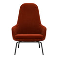 Sedia lounge alta classica nordica imbottita con gambe in acciaio e schienale con supporto per il collo per soggiorno