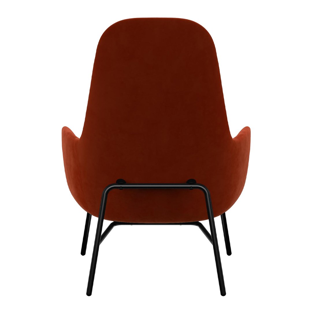 Sedia lounge alta classica nordica imbottita con gambe in acciaio e schienale con supporto per il collo per soggiorno