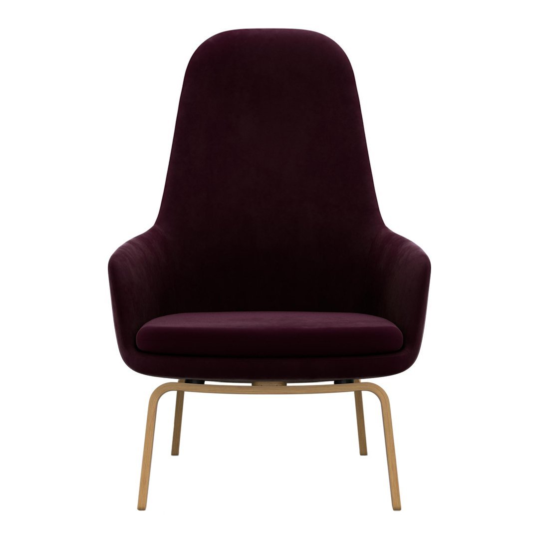 Sedia lounge alta classica nordica imbottita con gambe in acciaio e schienale con supporto per il collo per soggiorno