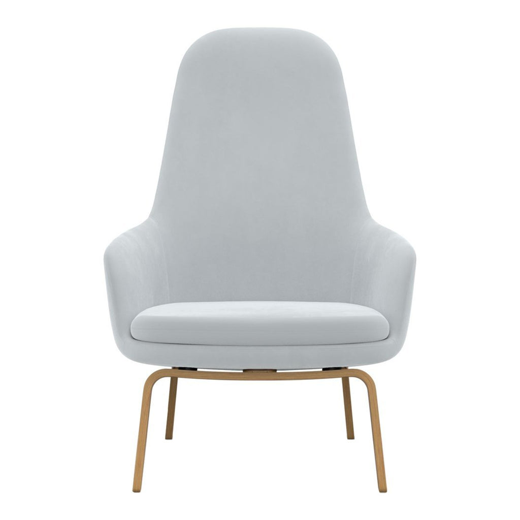 Sedia lounge alta classica nordica imbottita con gambe in acciaio e schienale con supporto per il collo per soggiorno