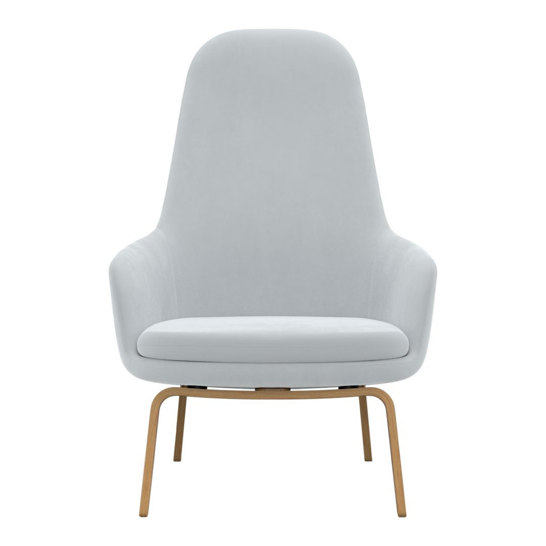 Sedia lounge alta classica nordica imbottita con gambe in acciaio e schienale con supporto per il collo per soggiorno