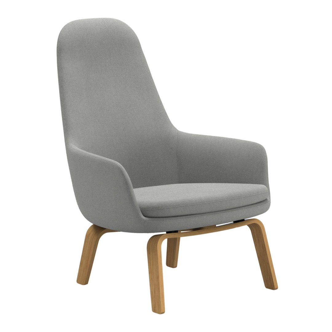 Sedia lounge alta classica nordica imbottita con gambe in acciaio e schienale con supporto per il collo per soggiorno