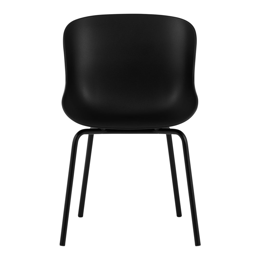 Sedia da pranzo Nordic Hygge imbottita e in acciaio a 4 gambe con curva organica e forma avvolgente per sala da pranzo