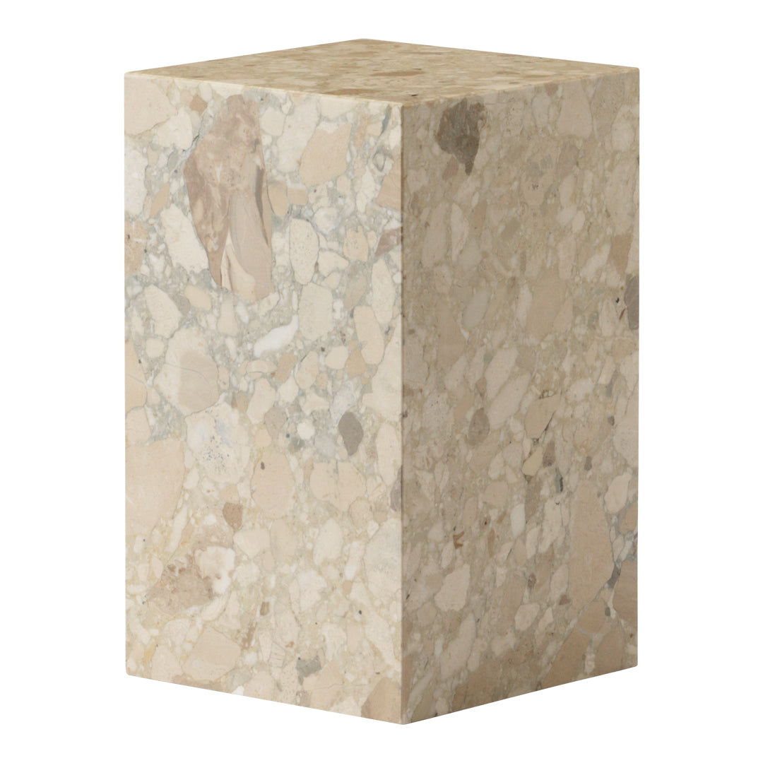 Tavolino Scultoreo Minimalista in Marmo Naturale Alto a Piedistallo con Base Espositiva Multiuso per Soggiorno