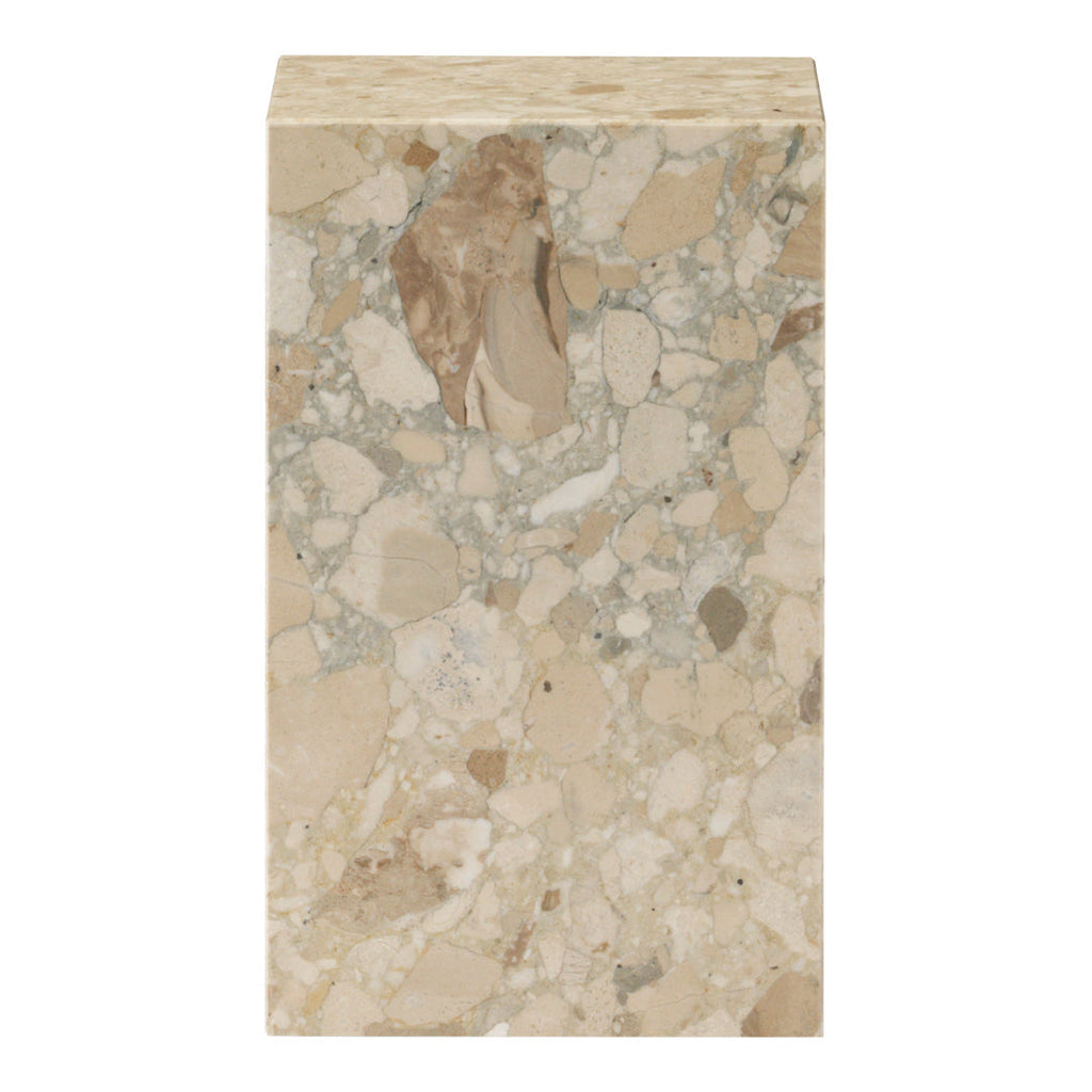 Tavolino Scultoreo Minimalista in Marmo Naturale Alto a Piedistallo con Base Espositiva Multiuso per Soggiorno