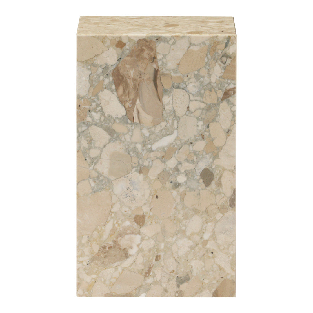 Tavolino Scultoreo Minimalista in Marmo Naturale Alto a Piedistallo con Base Espositiva Multiuso per Soggiorno