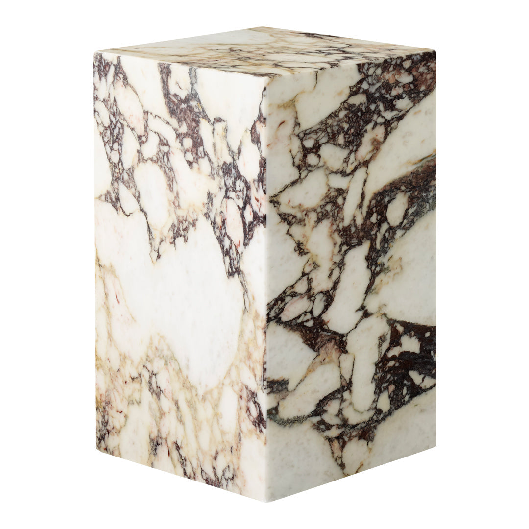 Tavolino Scultoreo Minimalista in Marmo Naturale Alto a Piedistallo con Base Espositiva Multiuso per Soggiorno
