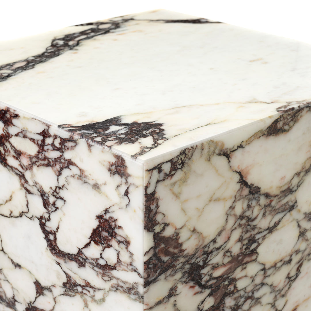 Tavolino Scultoreo Minimalista in Marmo Naturale Alto a Piedistallo con Base Espositiva Multiuso per Soggiorno