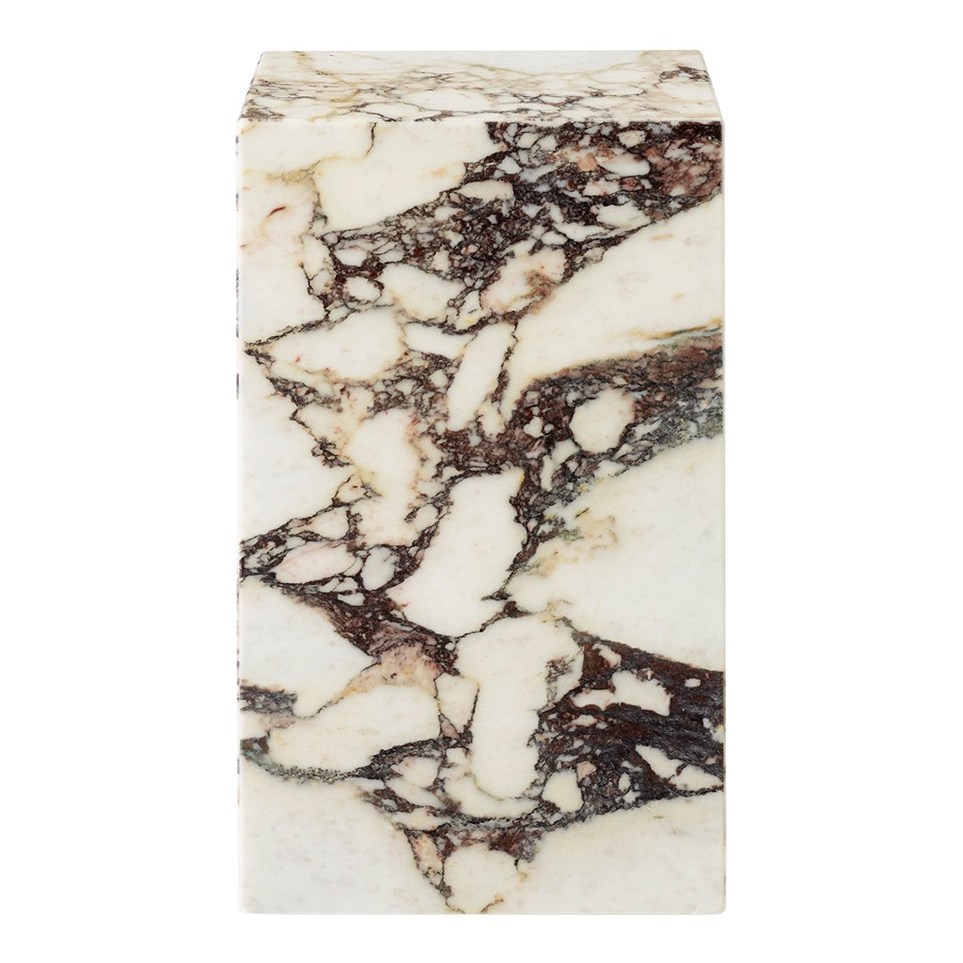 Tavolino Scultoreo Minimalista in Marmo Naturale Alto a Piedistallo con Base Espositiva Multiuso per Soggiorno