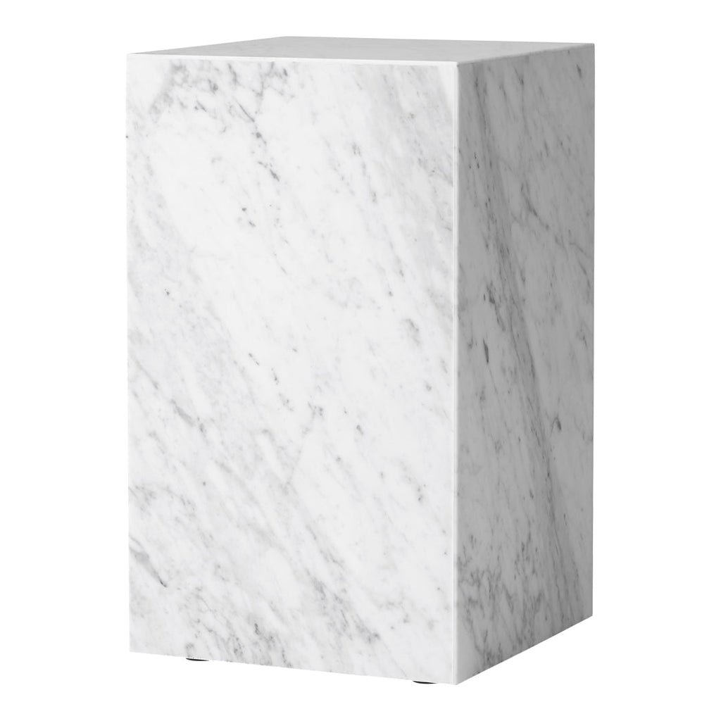 Tavolino Scultoreo Minimalista in Marmo Naturale Alto a Piedistallo con Base Espositiva Multiuso per Soggiorno