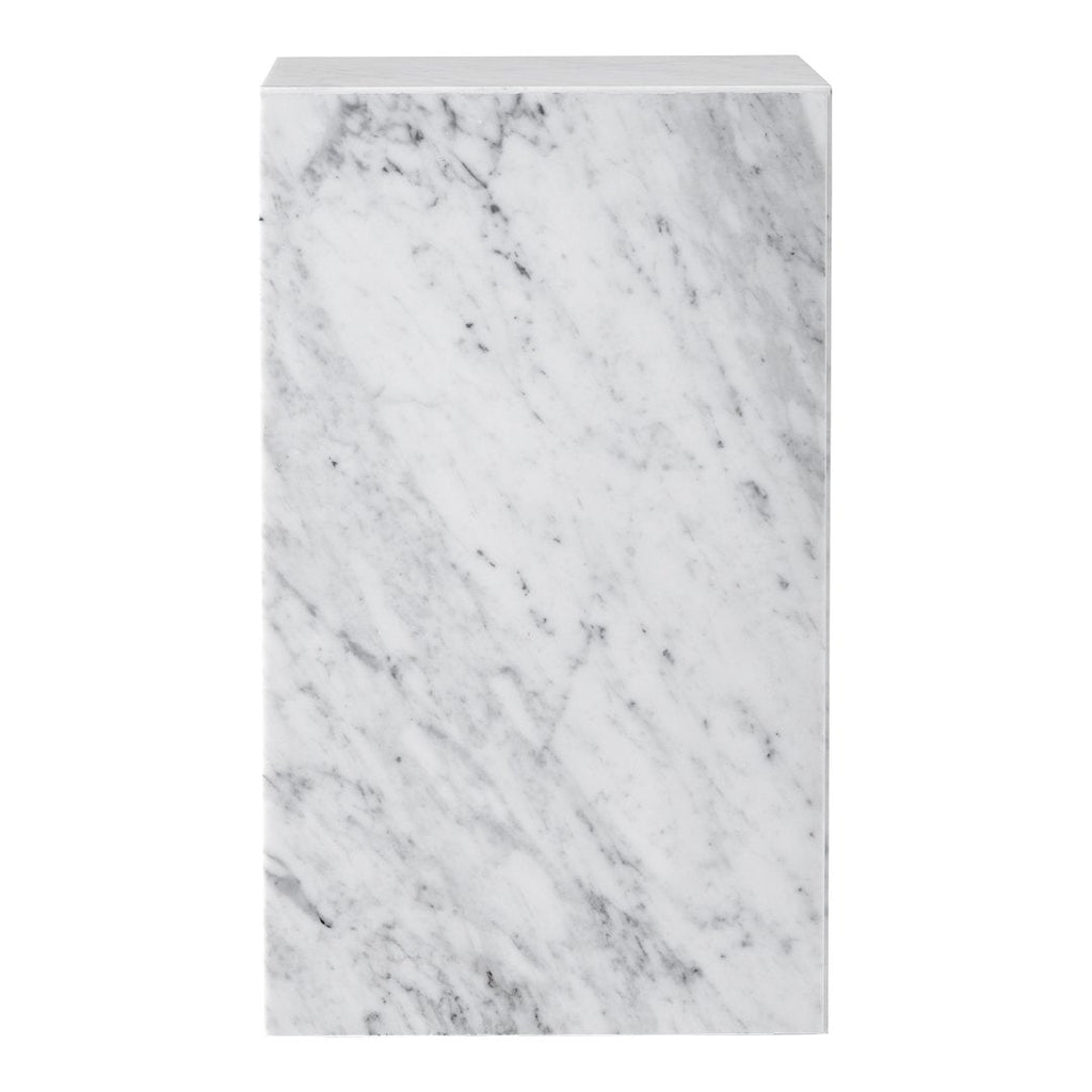 Tavolino Scultoreo Minimalista in Marmo Naturale Alto a Piedistallo con Base Espositiva Multiuso per Soggiorno
