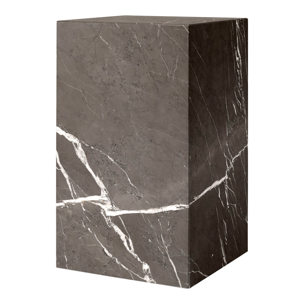 Tavolino Scultoreo Minimalista in Marmo Naturale Alto a Piedistallo con Base Espositiva Multiuso per Soggiorno