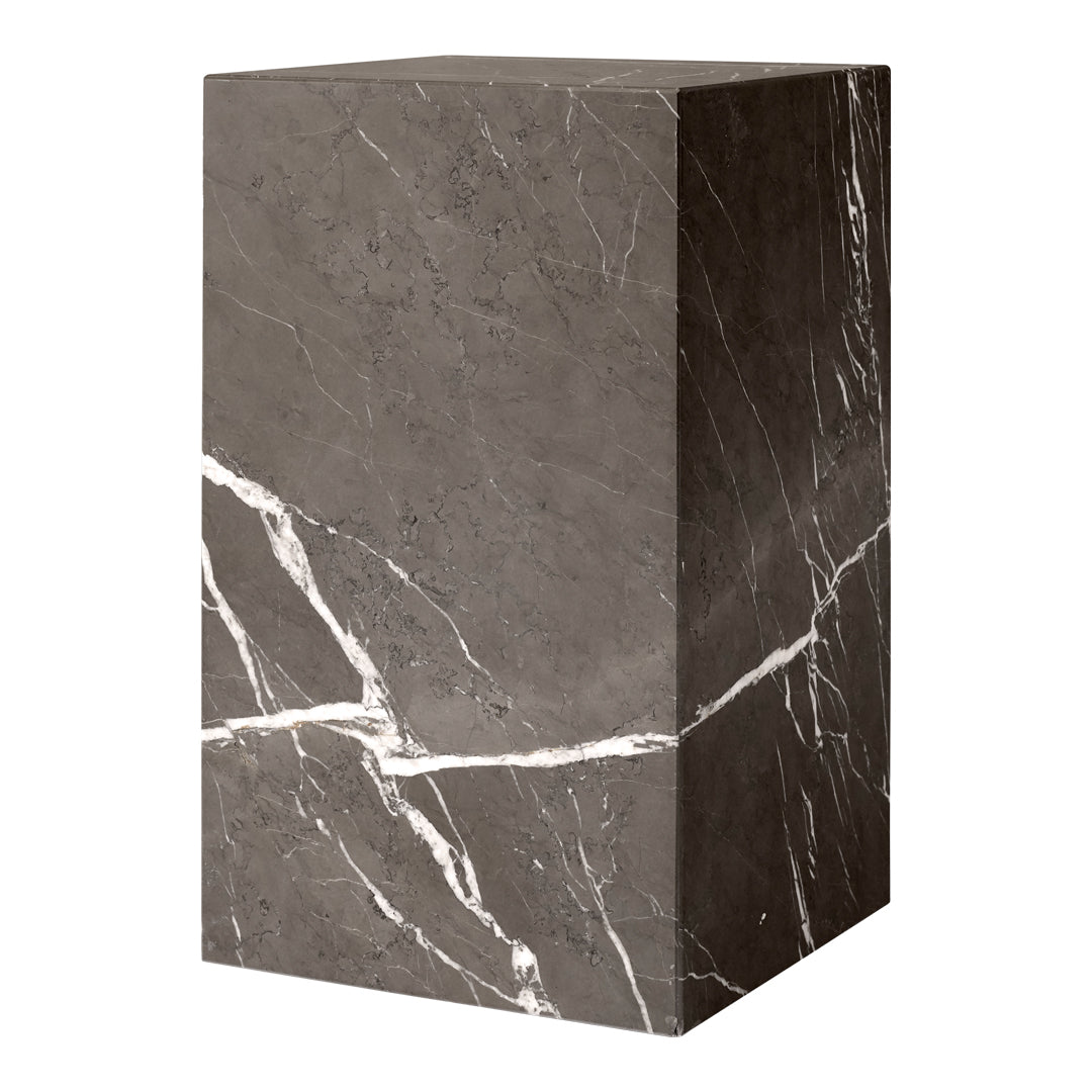 Tavolino Scultoreo Minimalista in Marmo Naturale Alto a Piedistallo con Base Espositiva Multiuso per Soggiorno