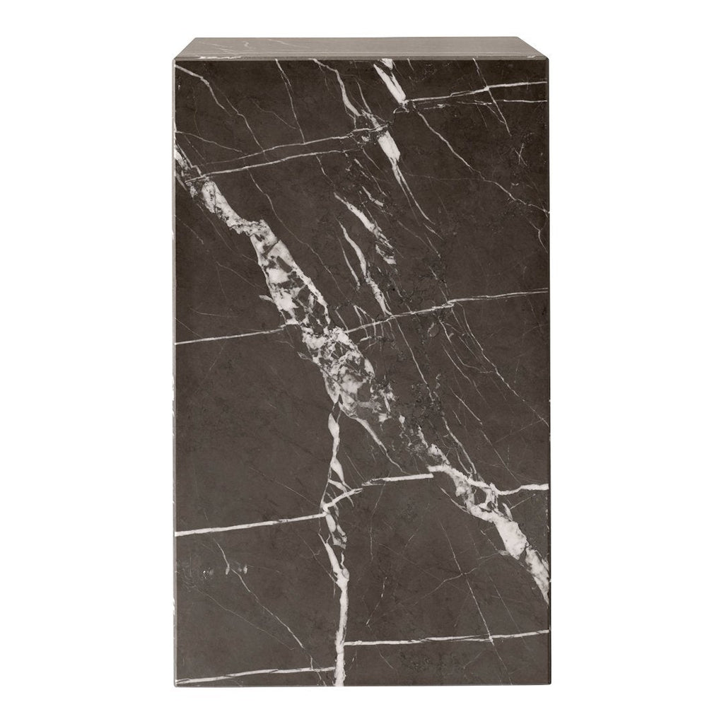 Tavolino Scultoreo Minimalista in Marmo Naturale Alto a Piedistallo con Base Espositiva Multiuso per Soggiorno