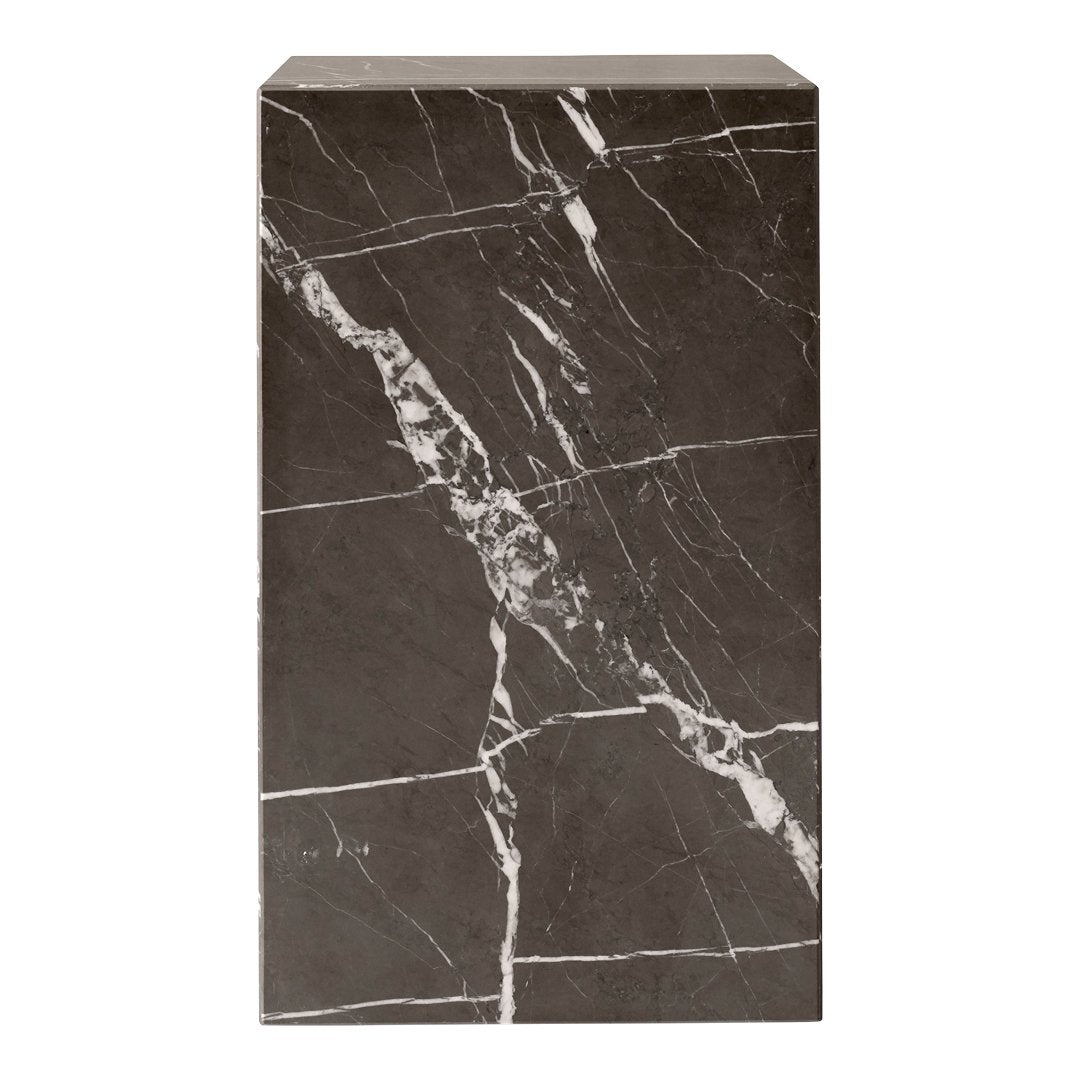 Tavolino Scultoreo Minimalista in Marmo Naturale Alto a Piedistallo con Base Espositiva Multiuso per Soggiorno