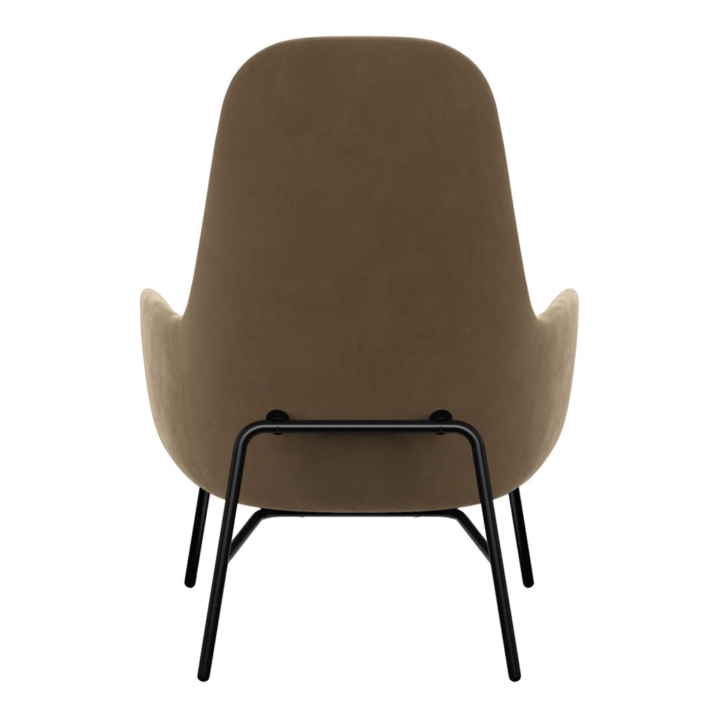 Sedia lounge alta classica nordica imbottita con gambe in acciaio e schienale con supporto per il collo per soggiorno