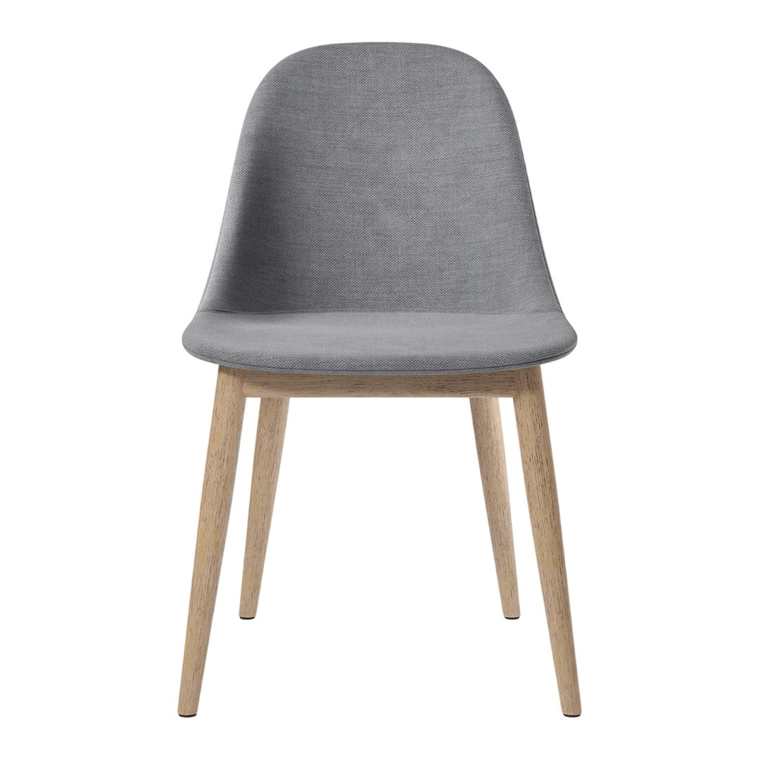 Sedia da pranzo moderna nordica completamente imbottita con braccioli curvati all'esterno e schienale alto per sala da pranzo