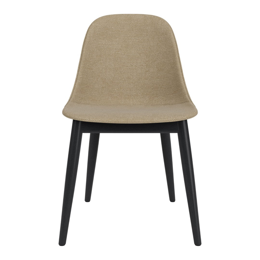 Sedia da pranzo moderna nordica completamente imbottita con braccioli curvati all'esterno e schienale alto per sala da pranzo