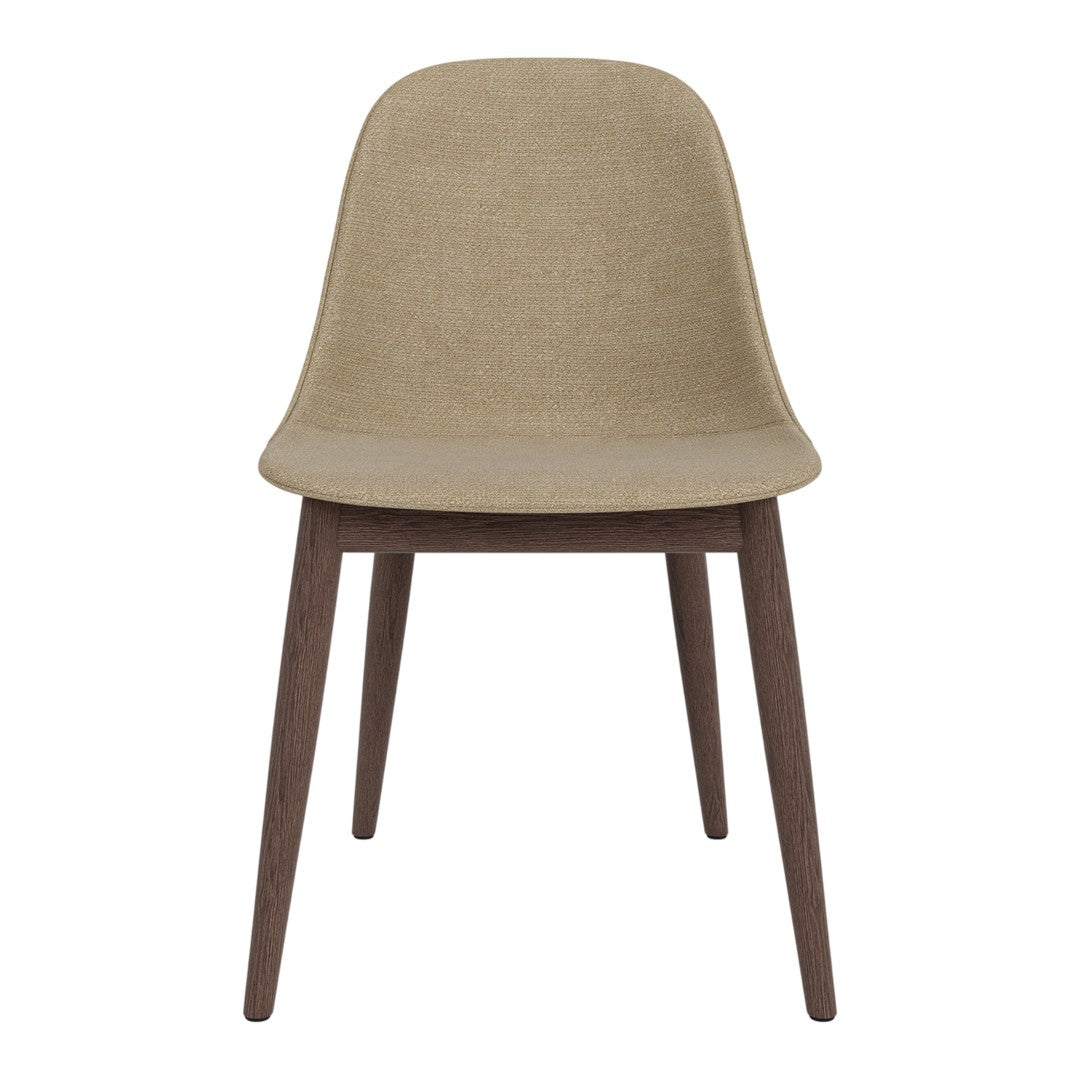 Sedia da pranzo moderna nordica completamente imbottita con braccioli curvati all'esterno e schienale alto per sala da pranzo