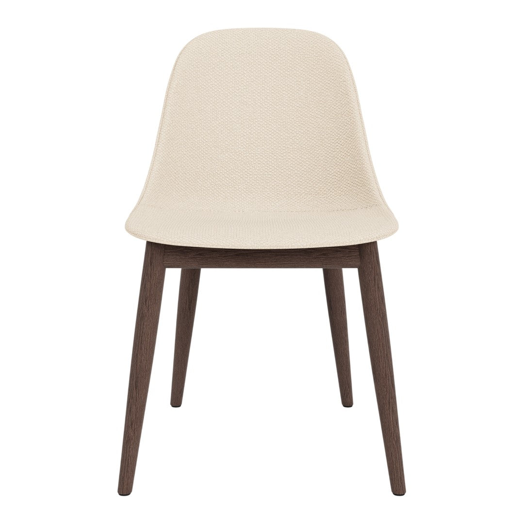 Sedia da pranzo moderna nordica completamente imbottita con braccioli curvati all'esterno e schienale alto per sala da pranzo