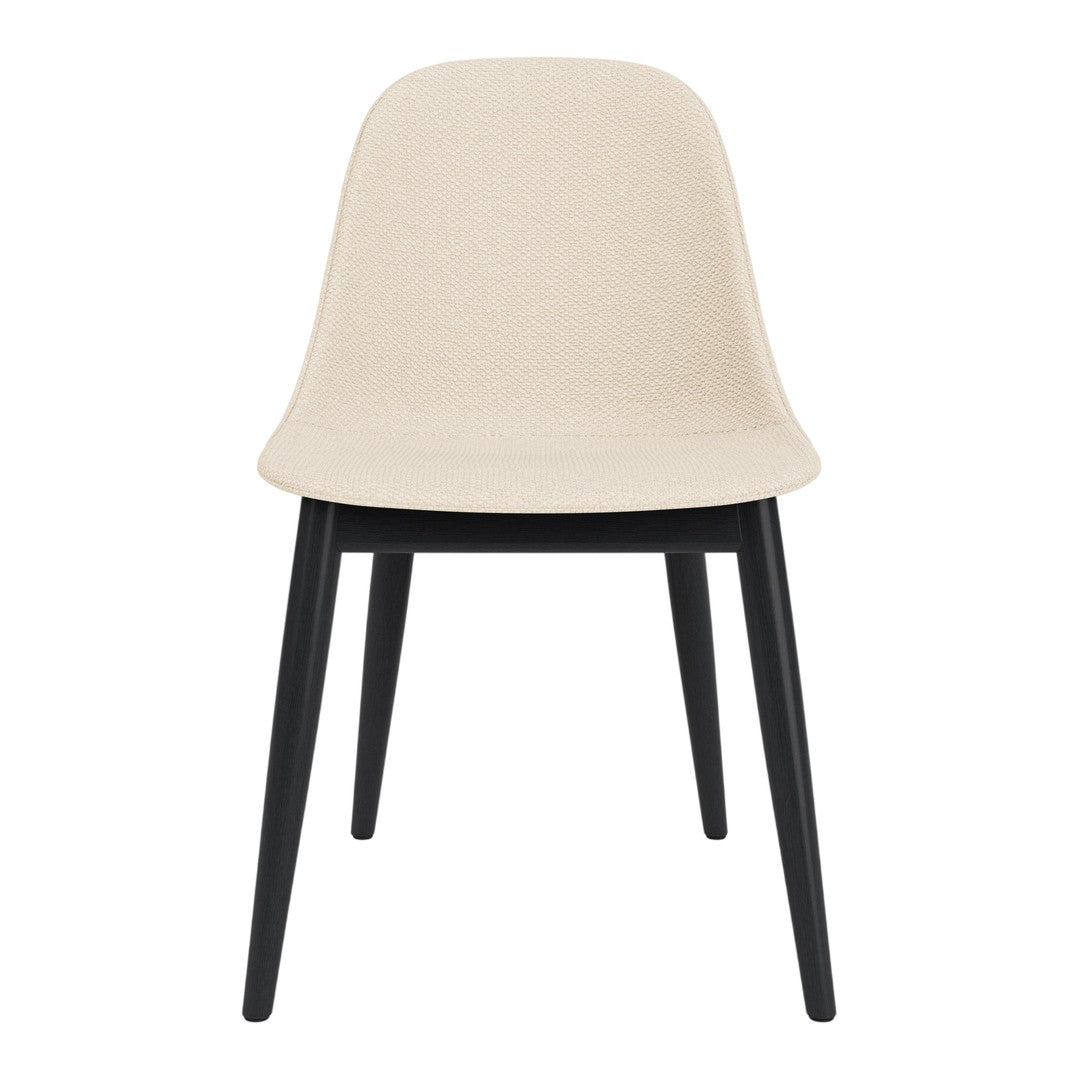 Sedia da pranzo moderna nordica completamente imbottita con braccioli curvati all'esterno e schienale alto per sala da pranzo
