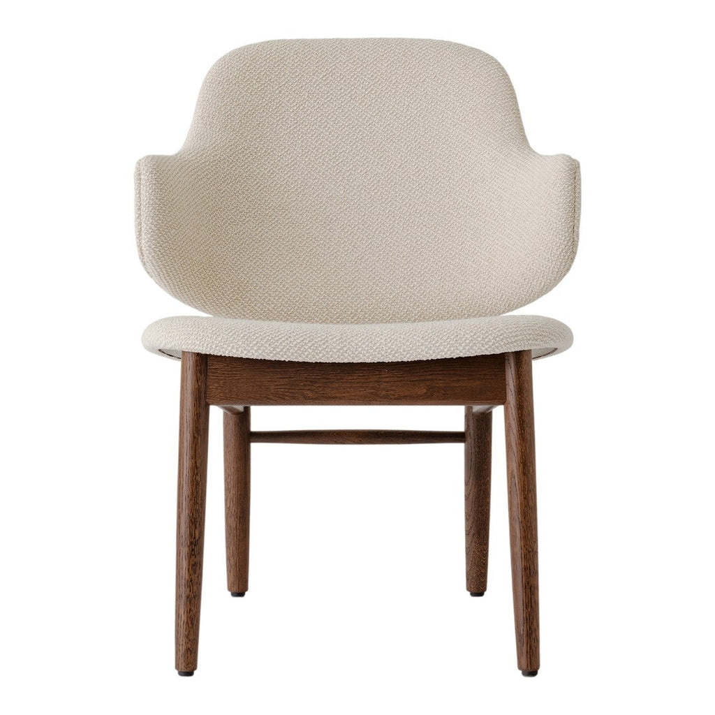 Poltrona danese Mid-Century in rovere massello e rivestita, con schienale curvo in impiallacciato, per soggiorno
