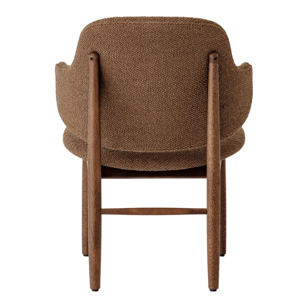 Poltrona danese Mid-Century in rovere massello e rivestita, con schienale curvo in impiallacciato, per soggiorno