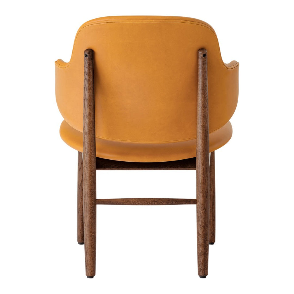 Poltrona danese Mid-Century in rovere massello e rivestita, con schienale curvo in impiallacciato, per soggiorno