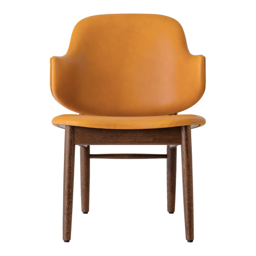 Poltrona danese Mid-Century in rovere massello e rivestita, con schienale curvo in impiallacciato, per soggiorno