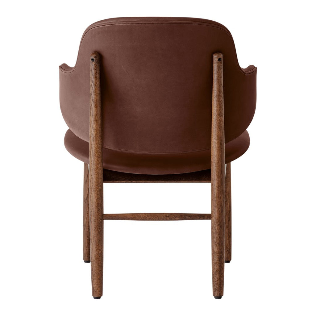 Poltrona danese Mid-Century in rovere massello e rivestita, con schienale curvo in impiallacciato, per soggiorno