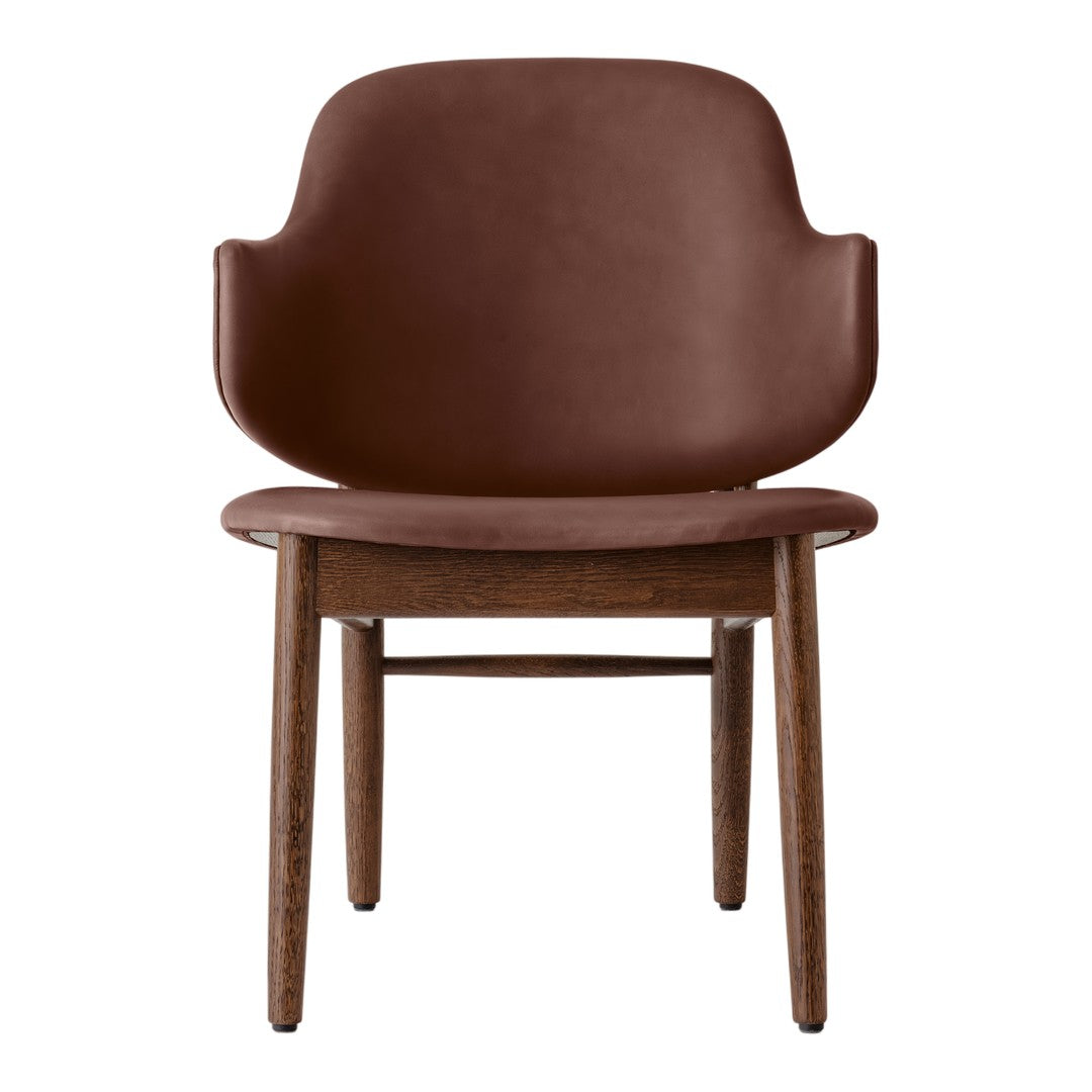 Poltrona danese Mid-Century in rovere massello e rivestita, con schienale curvo in impiallacciato, per soggiorno