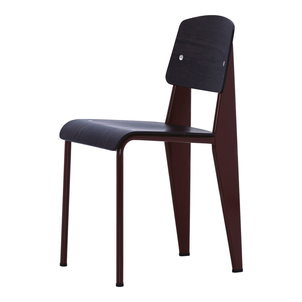 Sedia standard con tubo d'acciaio estetico ingegneristico e legno massello con design strutturale di Jean Prouvé per sala da pranzo