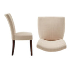 Sedia da pranzo schienale alto in lino marrone chiaro, set da 2