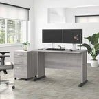Scrivania per computer da 122 cm grigio tempesta/bianco/grigio platino, per una persona