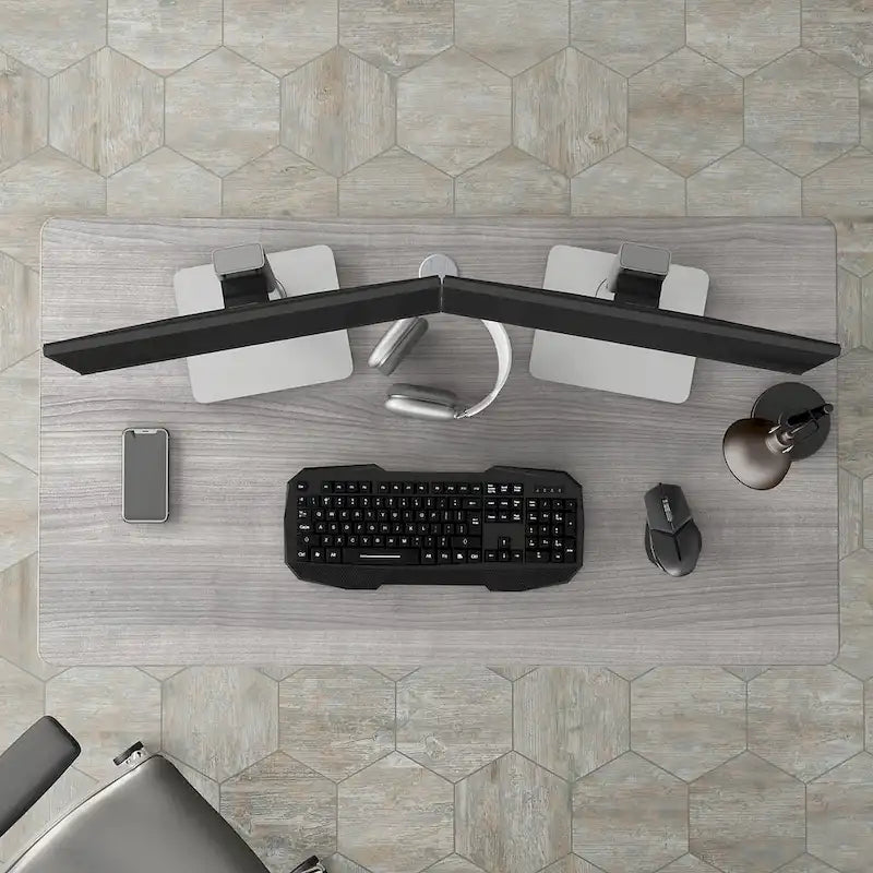 Scrivania per computer da 122 cm grigio tempesta/bianco/grigio platino, per una persona