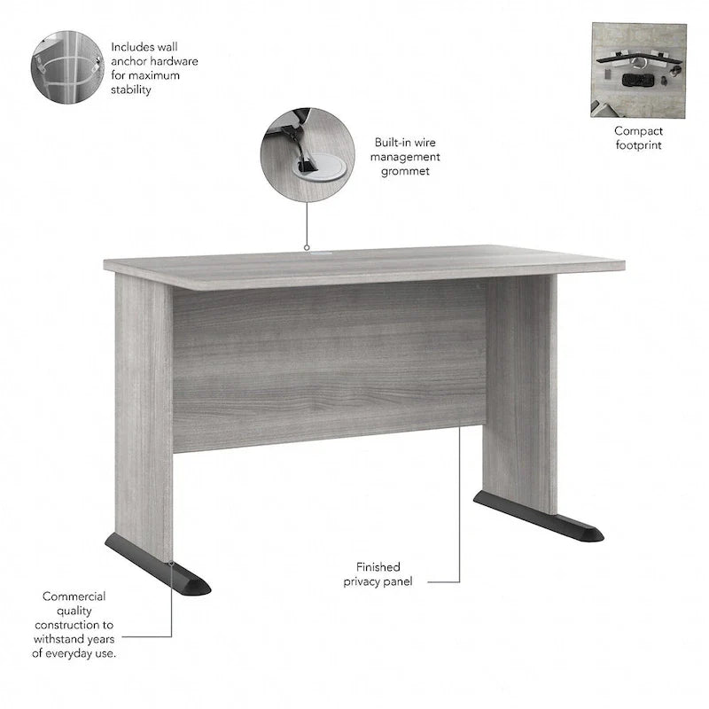 Scrivania per computer da 122 cm grigio tempesta/bianco/grigio platino, per una persona