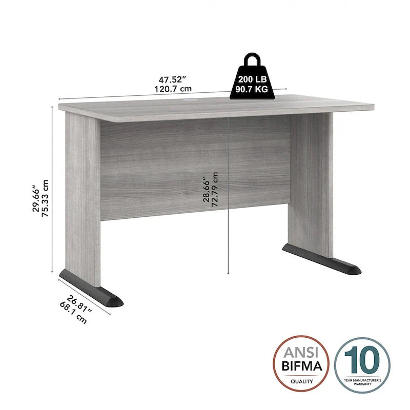 Scrivania per computer da 122 cm grigio tempesta/bianco/grigio platino, per una persona