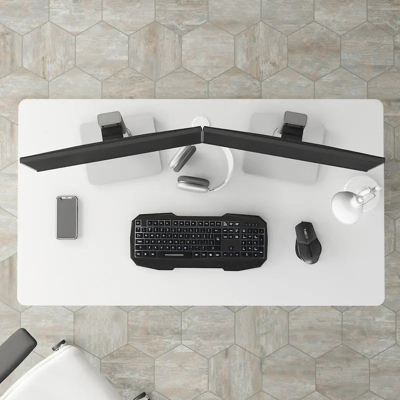 Scrivania per computer da 122 cm grigio tempesta/bianco/grigio platino, per una persona