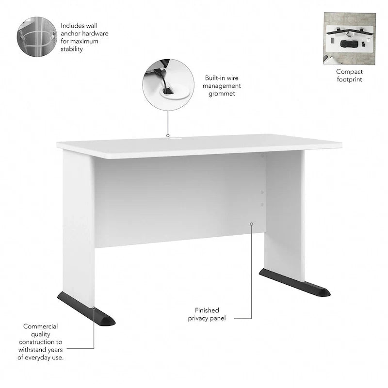 Scrivania per computer da 122 cm grigio tempesta/bianco/grigio platino, per una persona