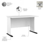 Scrivania per computer da 122 cm grigio tempesta/bianco/grigio platino, per una persona