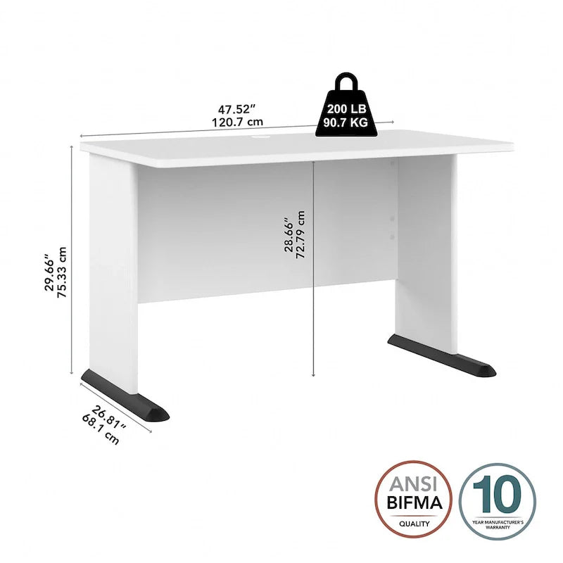 Scrivania per computer da 122 cm grigio tempesta/bianco/grigio platino, per una persona