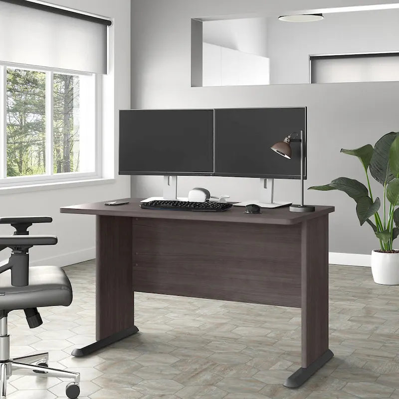 Scrivania per computer da 122 cm grigio tempesta/bianco/grigio platino, per una persona