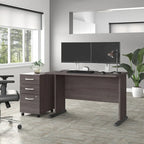 Scrivania per computer da 122 cm grigio tempesta/bianco/grigio platino, per una persona