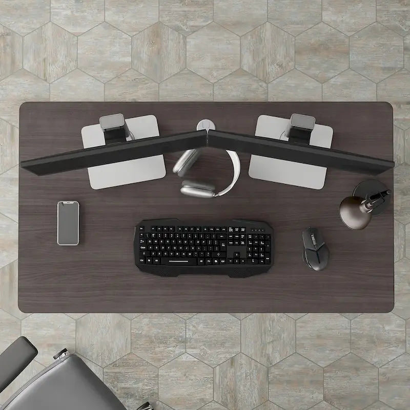 Scrivania per computer da 122 cm grigio tempesta/bianco/grigio platino, per una persona