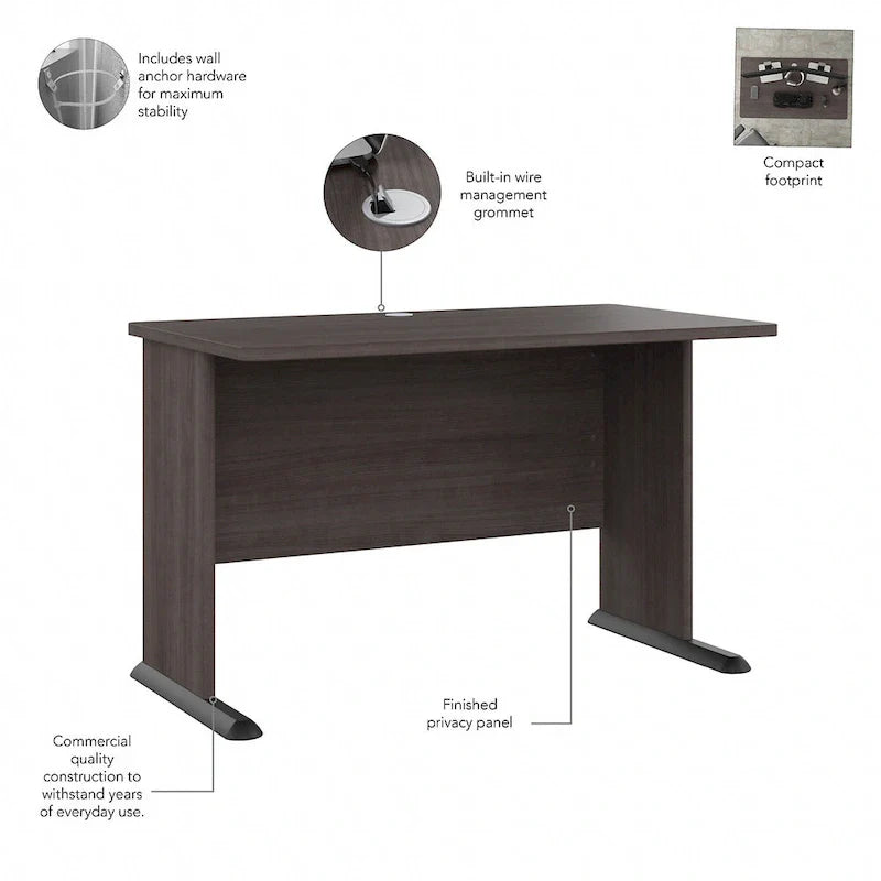 Scrivania per computer da 122 cm grigio tempesta/bianco/grigio platino, per una persona